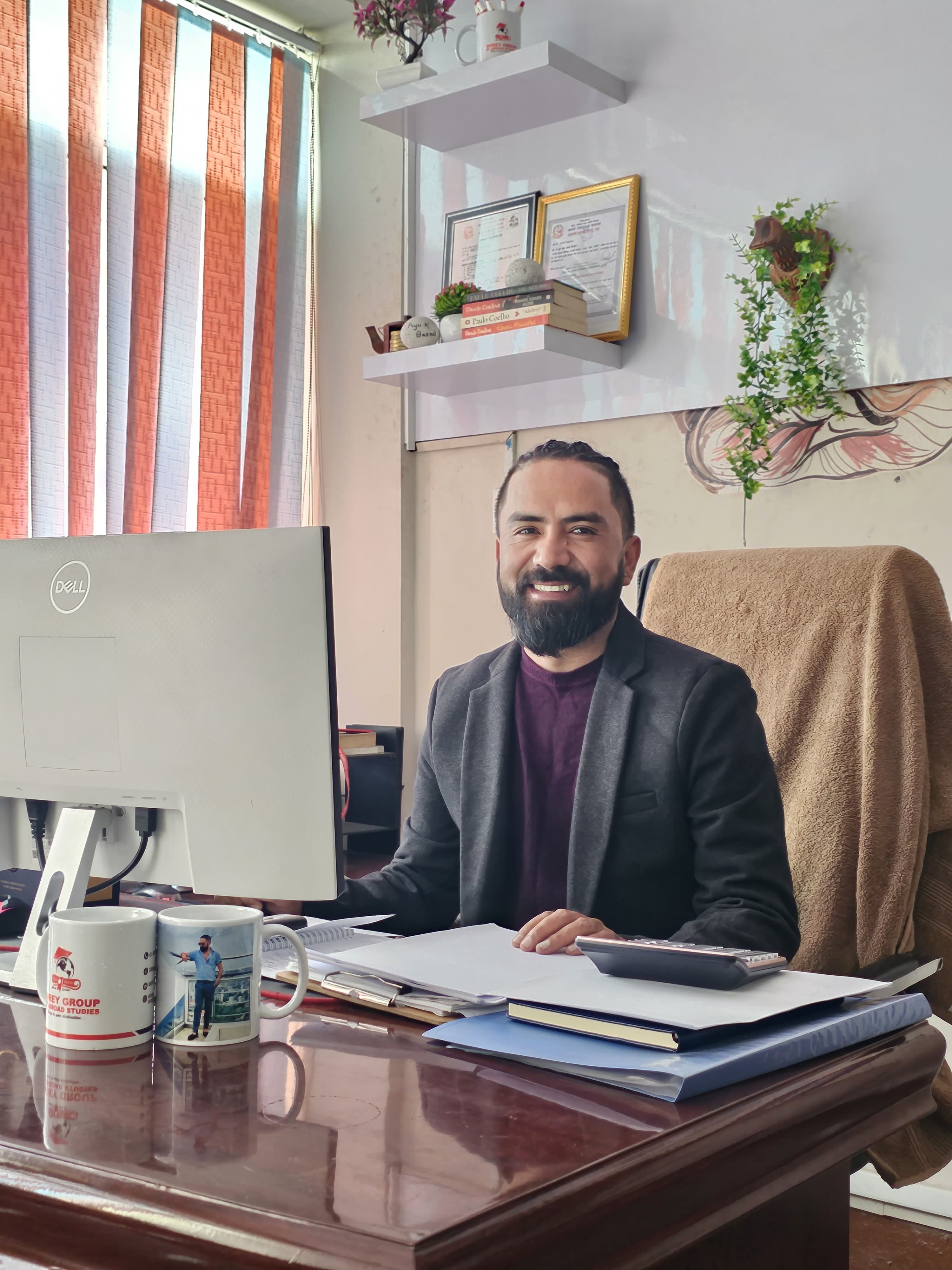 A Shrey Education advisor working at the Kathmandu office